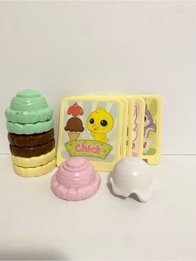 Leap Frog Ice Cream Cart Replacement Toy Lot Brown Green White Scoops Menu Cards